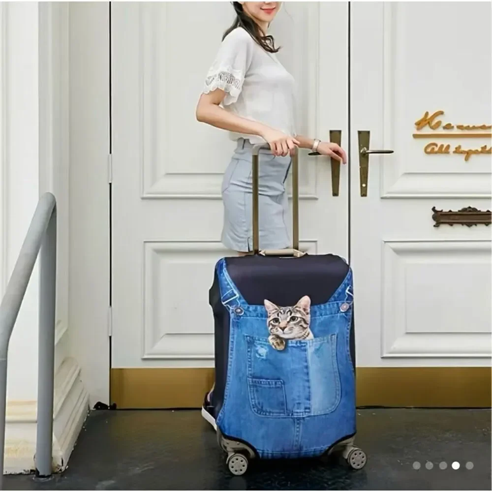 NWT Gorgeous Cat in Denim Overall Sz M 22”-25”Suitcase Luggage Elastic Cover